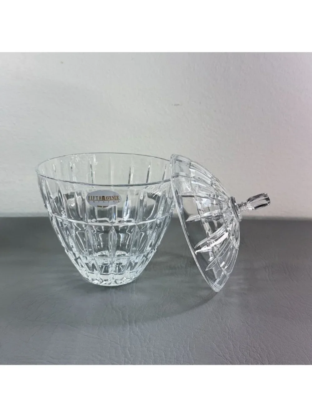 Vintage Fifth Avenue Crystal Covered Candy Dish Lead Crystal Jar Vanity Box